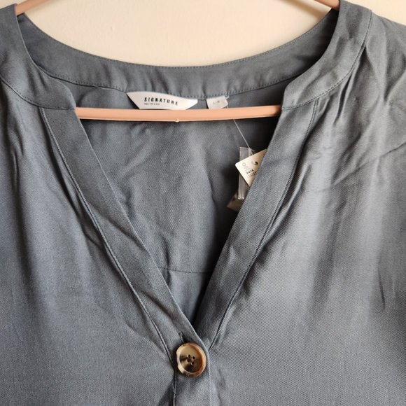 Reitmans Blue Gray Shirt Dress Size L NWT - Picture 2 of 6